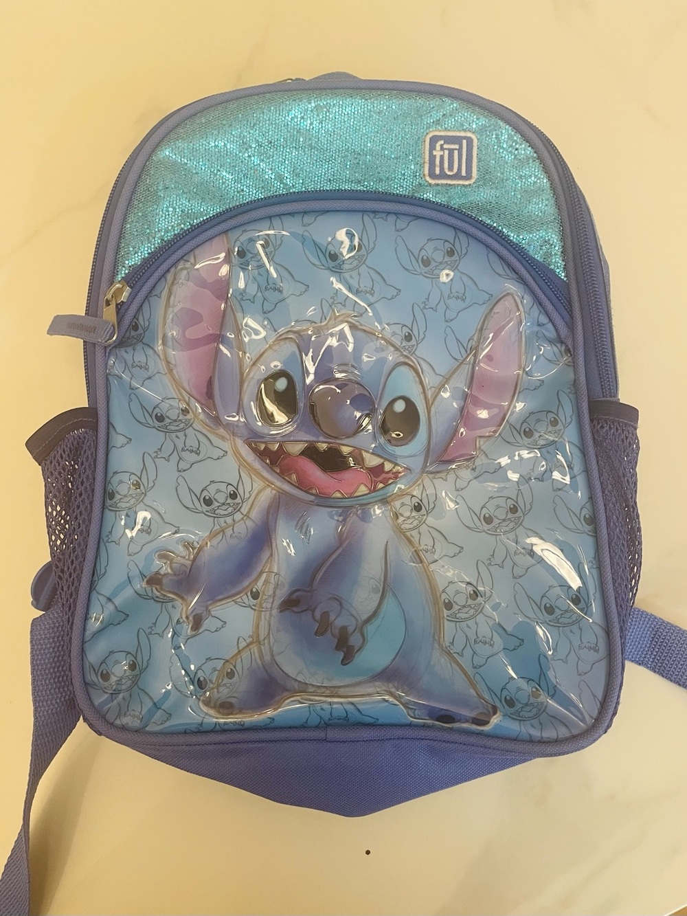 Disney Stitch Kids Backpack with Shiny Blue Top